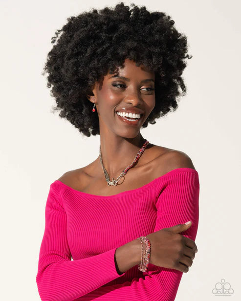 Chic Connection Serendipitous Strands Red Necklace