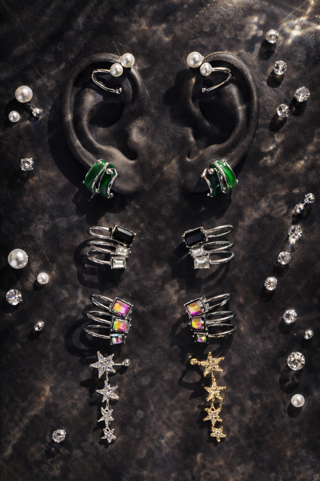Jewels of Peace Prosperity and Perseverance Ear Cuffs